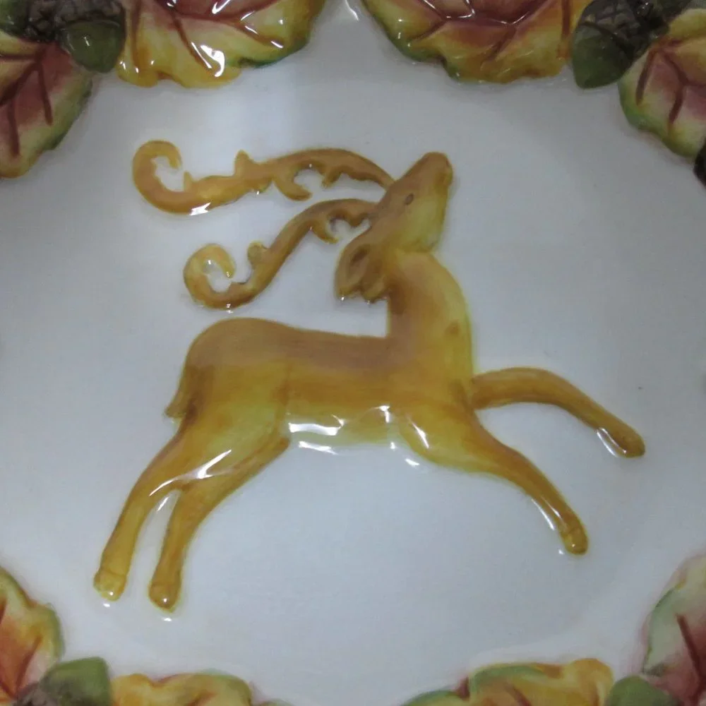 Silvestri Christmas Holiday Reindeer Appetizer Salad Desert Plate Set 4 NEW